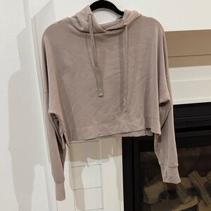 Cropped Hooded Sweatshirt - Taupe